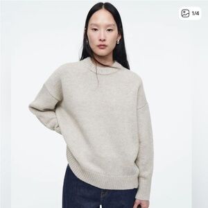 COS Oversized Crewneck Sweater in Light Beige